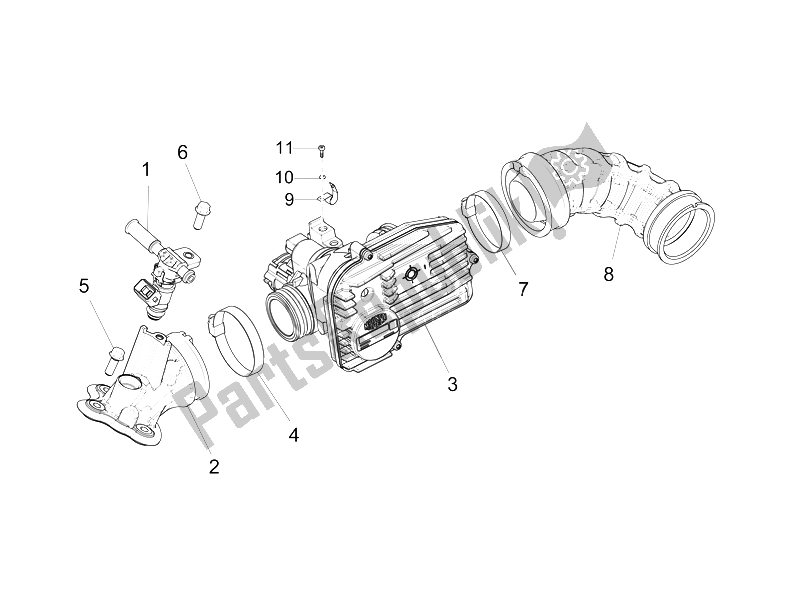 All parts for the Throttle Body - Injector - Union Pipe of the Vespa LXV 150 USA 2011