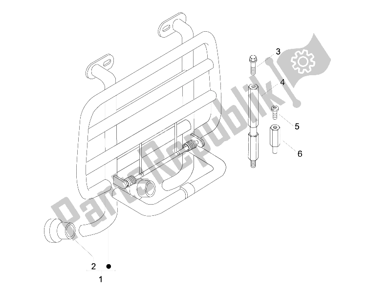 All parts for the Front Luggage Rack of the Vespa LX 125 4T 3V IE 2012