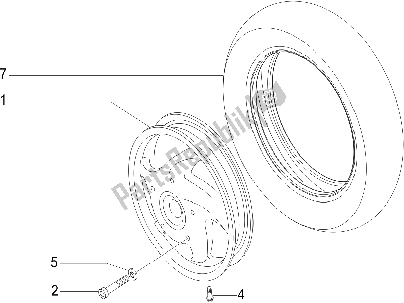 All parts for the Front Wheel of the Vespa LX 150 4T 2006