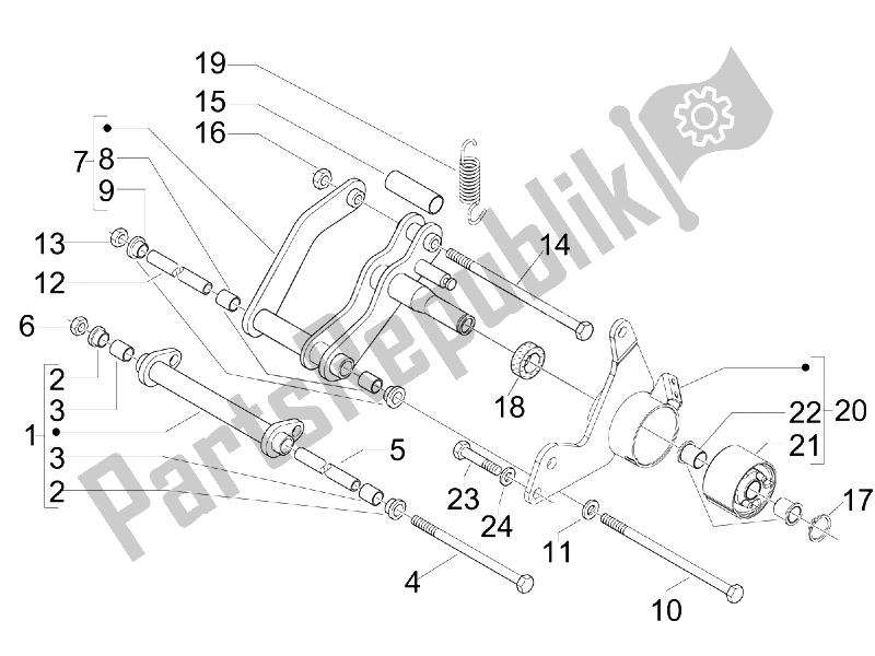 Todas las partes para Brazo Oscilante de Vespa GTS 250 IE China 2011