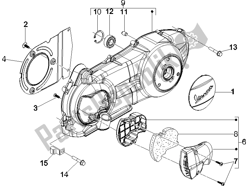 Toutes les pièces pour le Couvercle De Carter - Refroidissement Du Carter du Vespa GTS 250 UK 2005