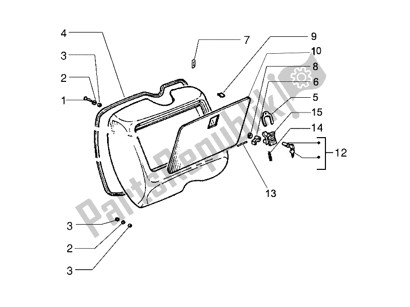 Alle onderdelen voor de Dashboardkastje Voor - Kniebeschermer van de Vespa Vespa PX 150 EU Asia 2011