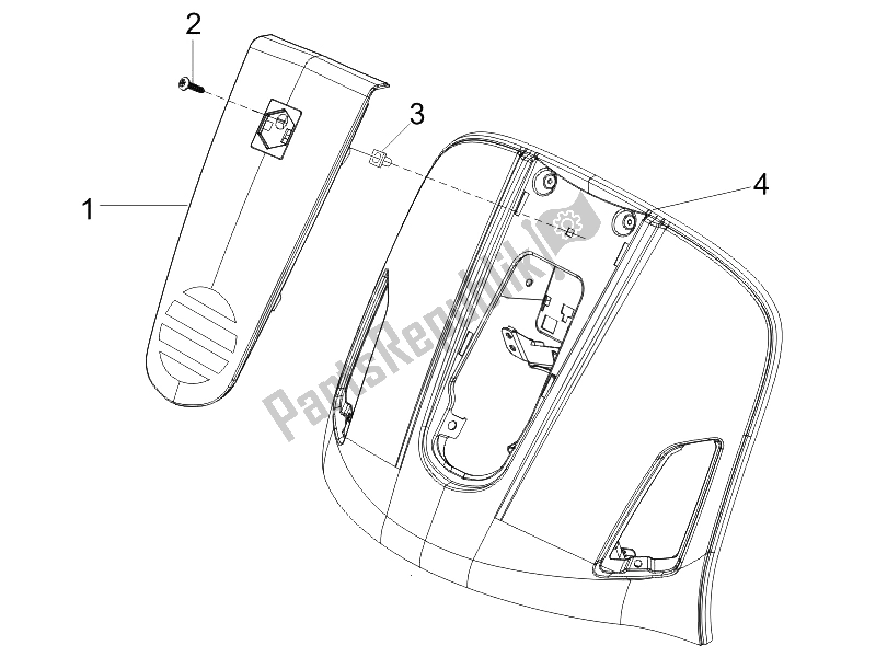 All parts for the Front Shield of the Vespa GTV 125 4T E3 UK 2006