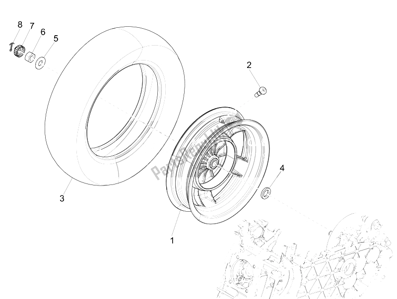 Toutes les pièces pour le Roue Arrière du Vespa 150 4T 3V IE Primavera USA 2014