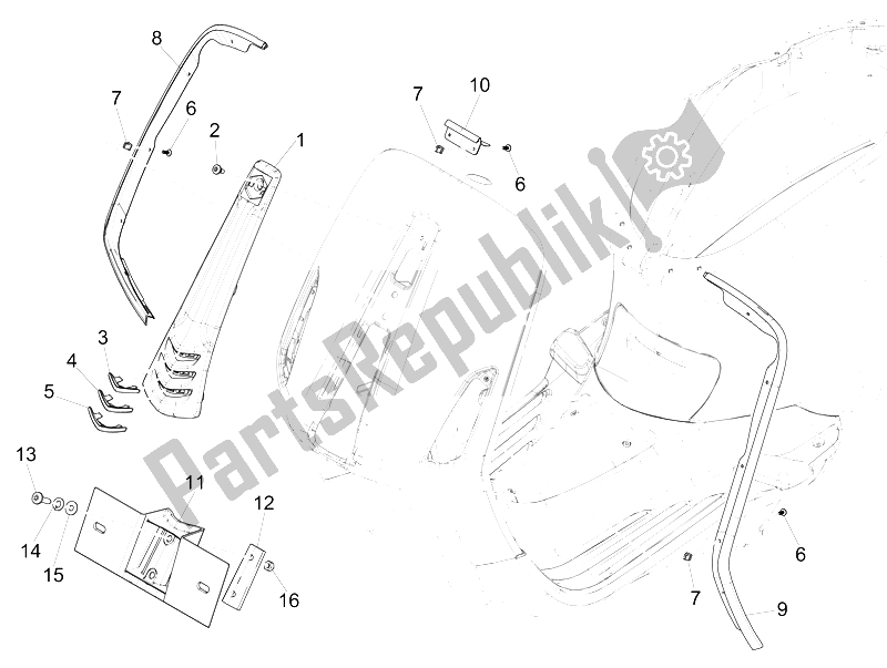 Toutes les pièces pour le Bouclier Avant du Vespa 150 Sprint 4T 3V IE Vietnam 2015