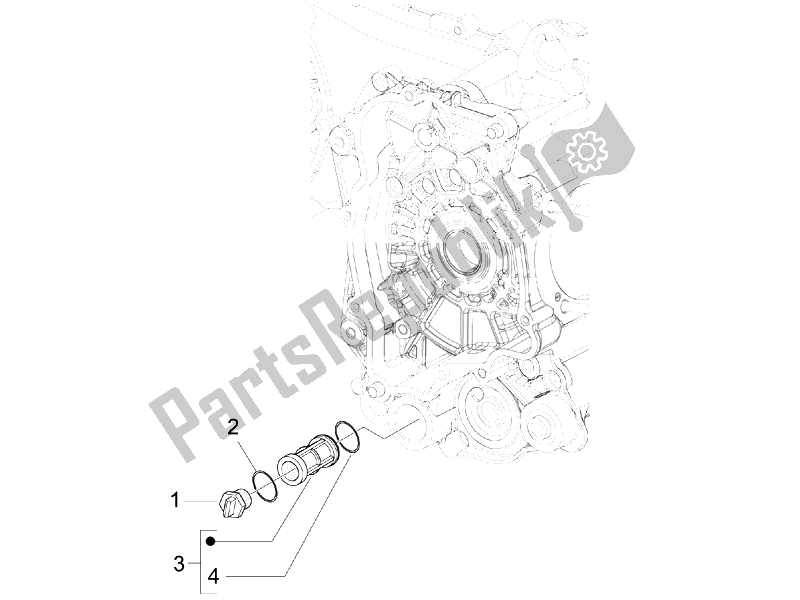 All parts for the Flywheel Magneto Cover - Oil Filter of the Vespa Sprint 50 4T 2V 25 KMH B NL 2014