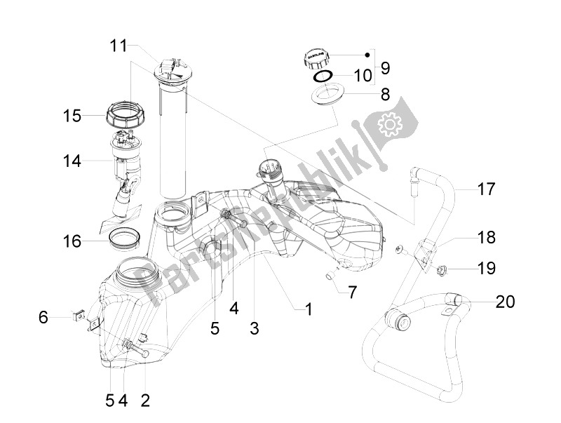 Toutes les pièces pour le Réservoir D'essence du Vespa GTS 300 IE Super ABS USA 2014