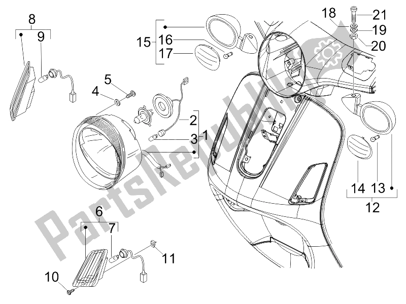 Toutes les pièces pour le Phares Avant - Clignotants du Vespa LX 50 4T USA 2009