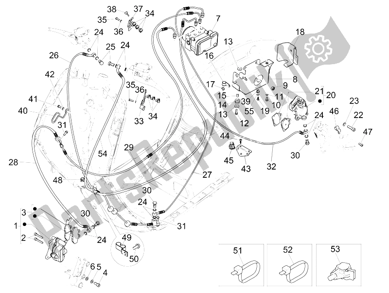 Toutes les pièces pour le Tuyaux De Freins - étriers (abs) du Vespa 946 150 4T 3V ABS Armani USA 2015