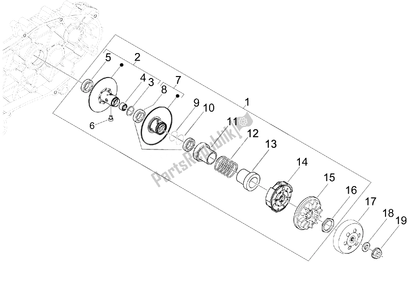 Todas as partes de Polia Conduzida do Vespa Granturismo 200 L USA 2007