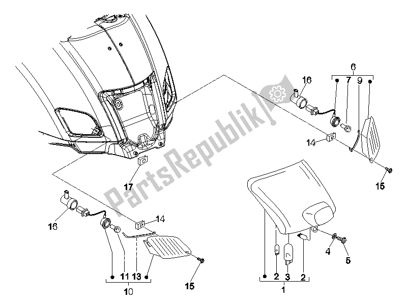 Toutes les pièces pour le Phares Arrière - Clignotants du Vespa GTS 250 ABS 2005