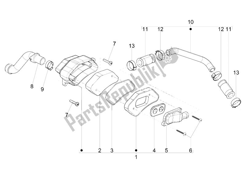 Tutte le parti per il Air Box Secondario del Vespa LX 50 2T E2 Touring 30 KMH 2010