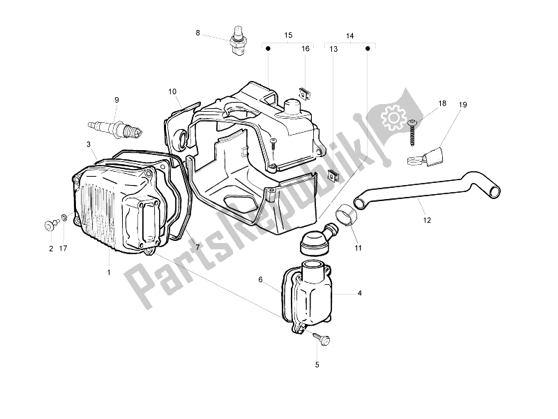 All parts for the Cylinder Head Cover of the Vespa LX 125 4T IE E3 Touring 2010