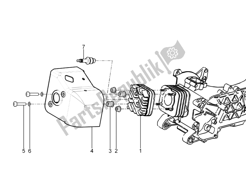 All parts for the Cylinder Head Cover of the Vespa Sprint 50 2T2V 2014