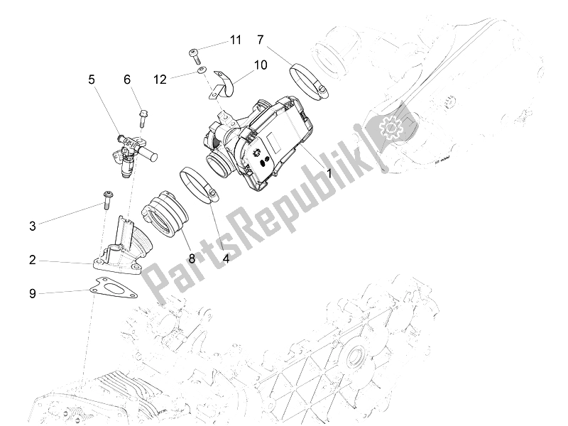 Toutes les pièces pour le Corps De Papillon - Injecteur - Tuyau Union du Vespa LXV 125 4T 3V E3 Vietnam 2014