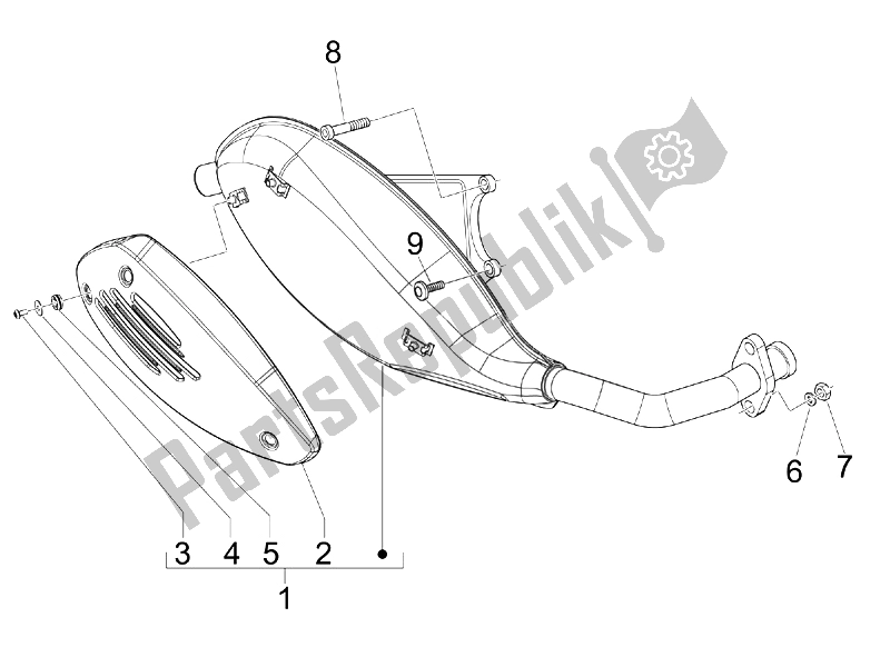 All parts for the Silencer of the Vespa LX 50 4T 4V Touring 2010