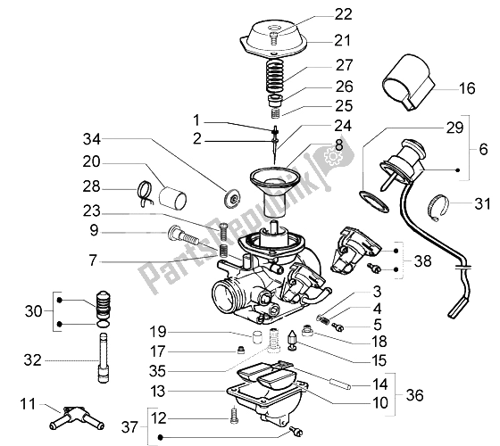 Toutes les pièces pour le Carburateur (2) du Vespa Granturismo 125 L 2003