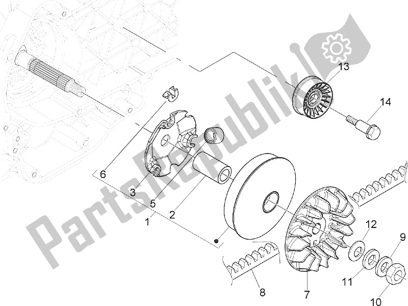 Toutes les pièces pour le Poulie Motrice du Vespa GTS 250 USA 2005