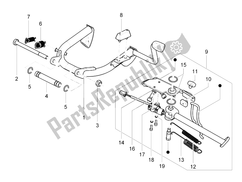 All parts for the Stand/s of the Vespa LX 125 4T IE E3 Vietnam 2011