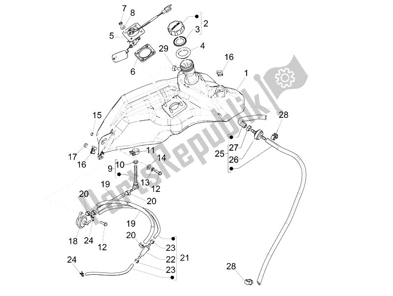 Toutes les pièces pour le Réservoir D'essence du Vespa Vespa Primavera 50 4T 2V 25 KMH EU 2014