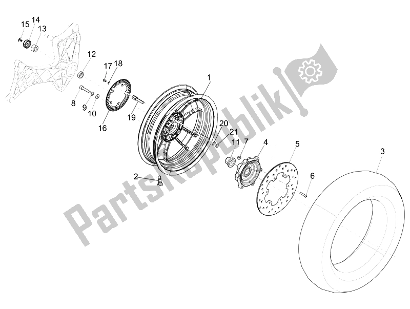 Todas las partes para Rueda Trasera de Vespa Vespa GTS 300 IE Super ABS USA 2014