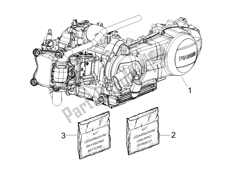 Toutes les pièces pour le Moteur, Assemblage du Vespa GTS 300 IE Super Sport 2010