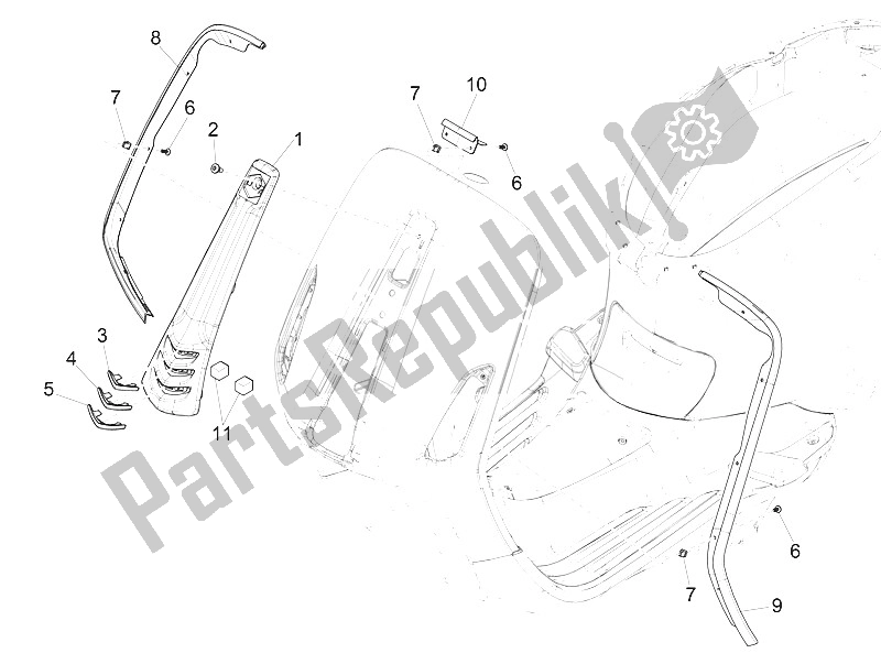 Tutte le parti per il Scudo Anteriore del Vespa Vespa Primavera 150 4T 3V Iget ABS EU 2016