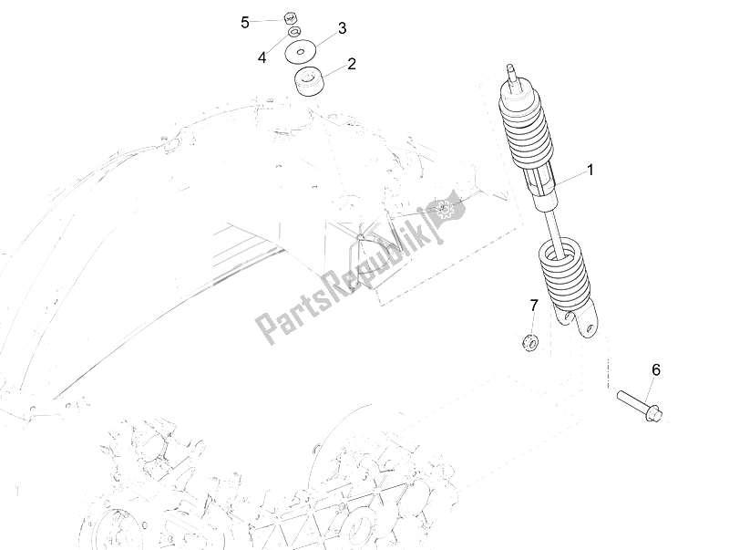 Toutes les pièces pour le Suspension Arrière - Amortisseur / S du Vespa Vespa Primavera 50 4T 4V USA Canada 2014