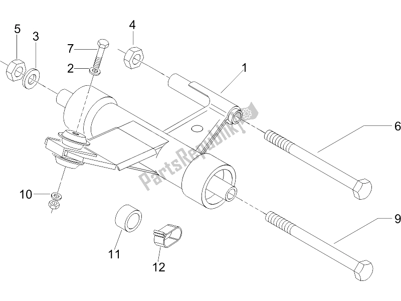 All parts for the Swinging Arm of the Vespa LX 50 4T 2V 25 KMH Touring NL 2011
