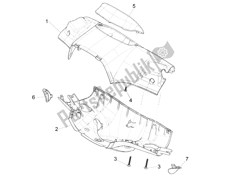 All parts for the Handlebars Coverages of the Vespa Sprint 50 4T 4V Emea 2014