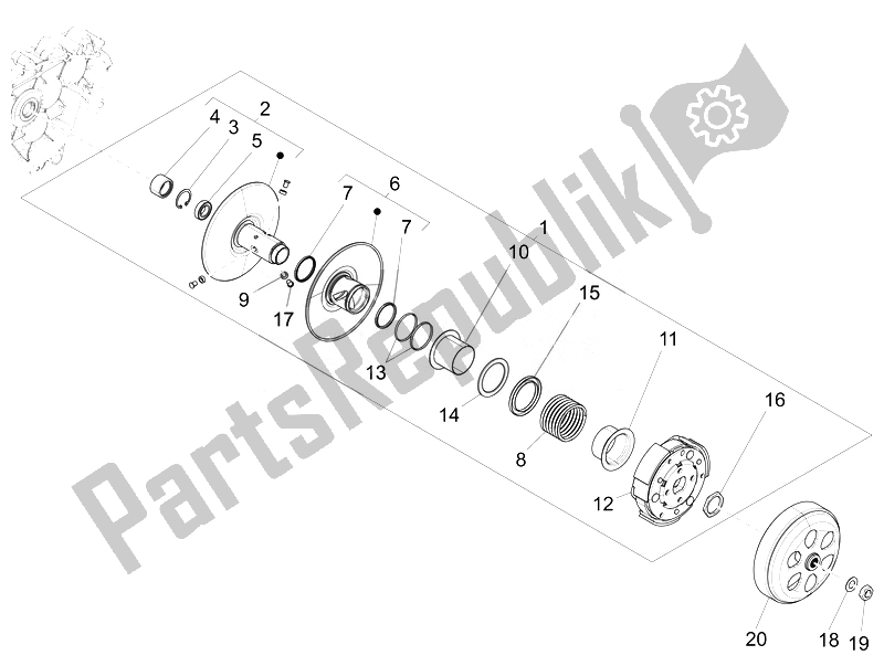 Toutes les pièces pour le Poulie Menée du Vespa Vespa GTS Super 150 IE 4T 3V Asia 2014