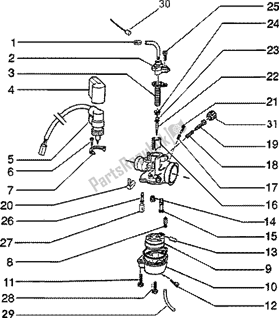 Toutes les pièces pour le Carburateur (2) du Vespa ET2 50 1997