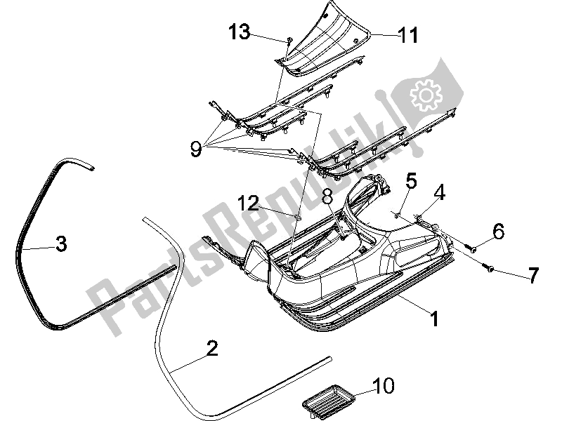 Toutes les pièces pour le Housse Centrale - Repose-pieds du Vespa GTS 300 IE Super ABS USA 2014