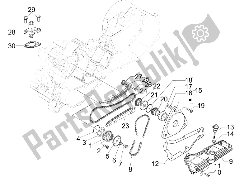 Todas las partes para Bomba De Aceite de Vespa Primavera 50 4T 4V USA Canada 2014