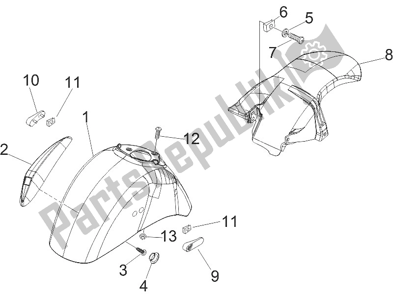 Toutes les pièces pour le Logement De Roue - Garde-boue du Vespa GTS 250 USA 2005