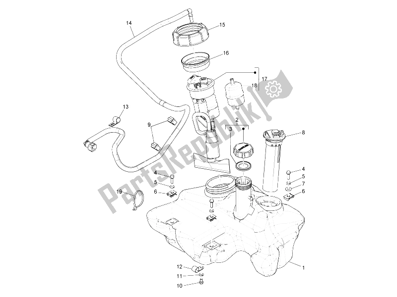 Tutte le parti per il Serbatoio Di Carburante del Vespa LXV 150 USA 2011