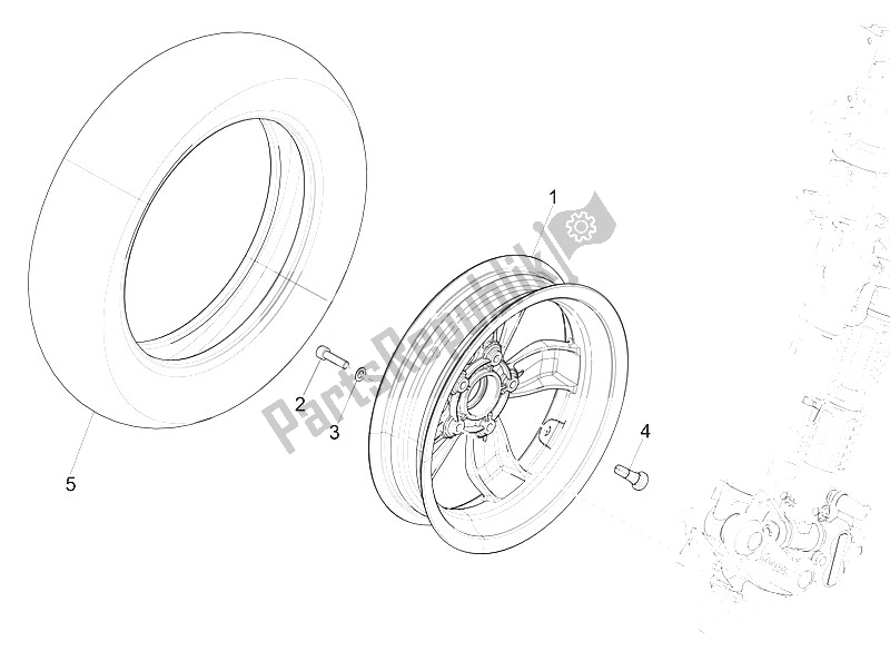 All parts for the Front Wheel of the Vespa Vespa Primavera 125 4T 3V Iget ABS EU 2016