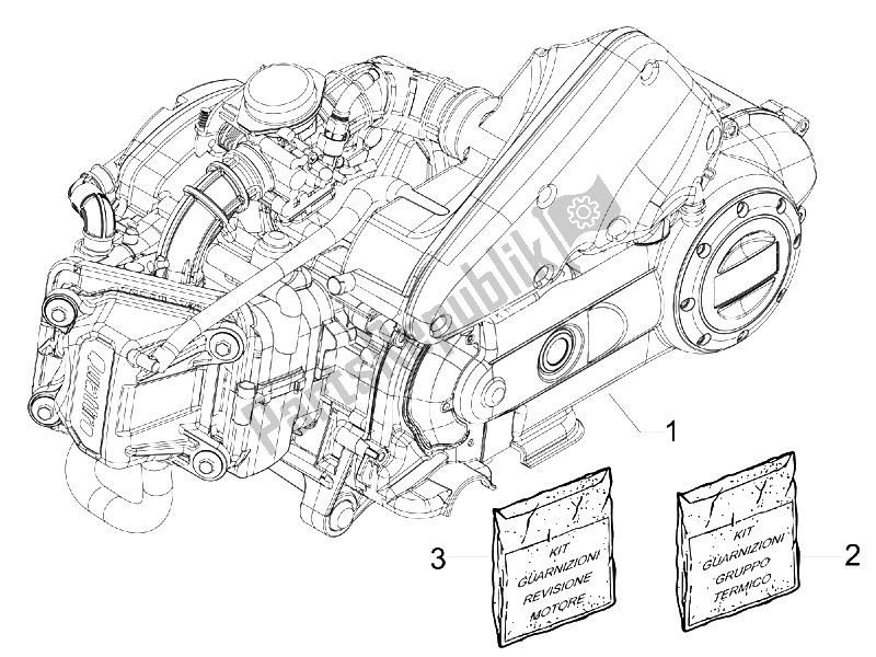 All parts for the Engine, Assembly of the Vespa LX 50 4T 4V 2009
