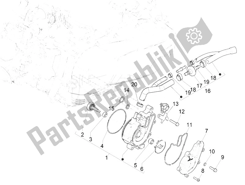 All parts for the Cooler Pump of the Vespa Vespa GTS 125 4T E4 ABS EU 2016