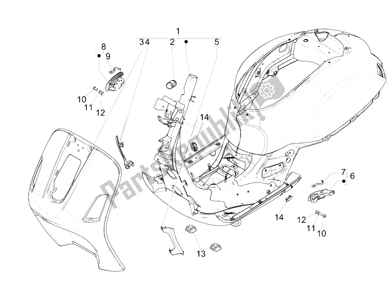Toutes les pièces pour le Cadre / Carrosserie du Vespa GTS 300 IE 2012