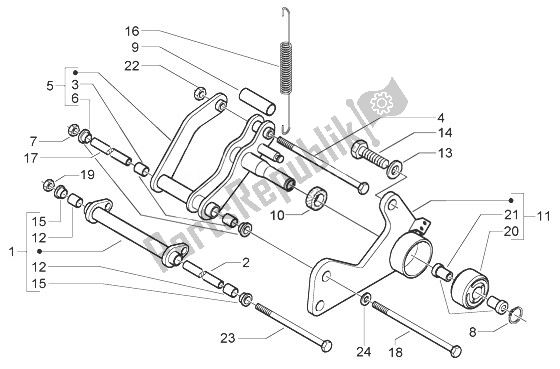 Toutes les pièces pour le Bras Oscillant du Vespa Granturismo 200 L 2003