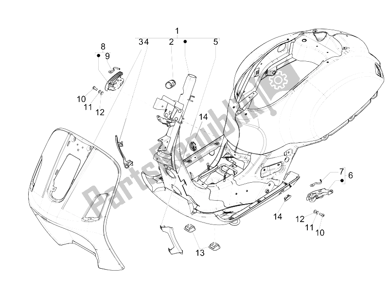 Toutes les pièces pour le Cadre / Carrosserie du Vespa GTS 125 4T IE Super E3 2009