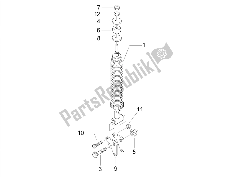 Toutes les pièces pour le Suspension Arrière - Amortisseur / S du Vespa LX 125 4T IE E3 2009