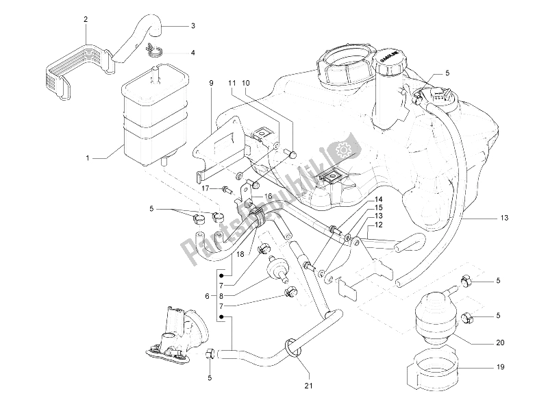 Toutes les pièces pour le Système Anti-percolation du Vespa S 150 4T 2V E3 Taiwan 2011