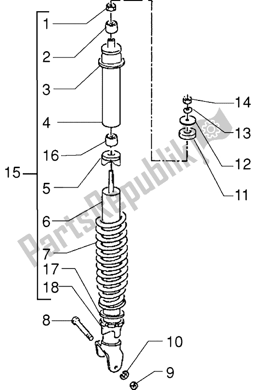 Tutte le parti per il Ammortizzatore Posteriore del Vespa ET4 125 1996