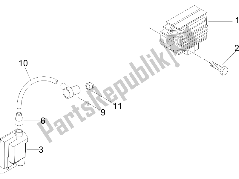 All parts for the Voltage Regulators - Electronic Control Units (ecu) - H. T. Coil of the Vespa LX 50 4T 2V 25 KMH Touring NL 2011