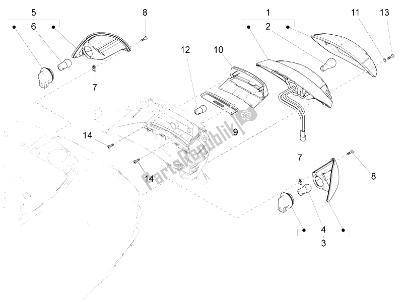 Tutte le parti per il Fanali Posteriori - Indicatori Di Direzione del Vespa LX 125 4T 3V IE Vietnam 2012