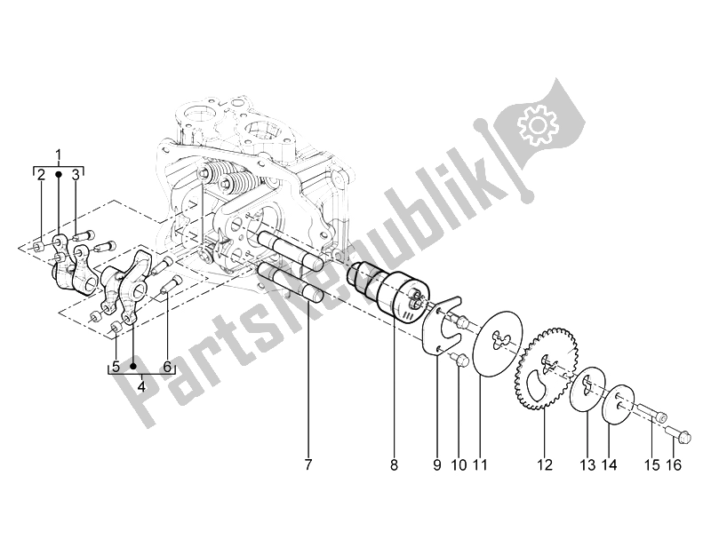 Toutes les pièces pour le Leviers à Bascule Support Unité du Vespa GTS 125 4T IE Super E3 2009