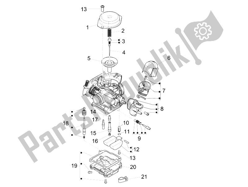 Todas las partes para Componentes Del Carburador de Vespa Vespa Sprint 50 4T 4V USA Canada 2014