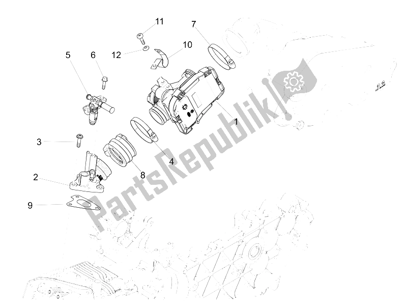 Toutes les pièces pour le Corps De Papillon - Injecteur - Tuyau Union du Vespa 946 150 4T 3V ABS Armani USA 2015